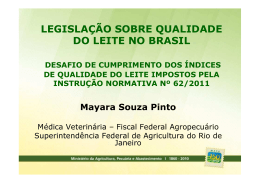 Legislação sobre Qualidade do Leite no Brasil - Mayara