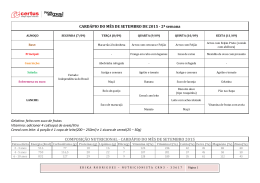 CARDÁPIO DO MÊS DE SETEMBRO DE 2015 - 2ª semana