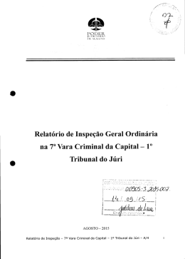 Relatório de Inspeção Geral Ordinária na 7a Vara Criminal da Capital