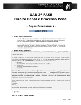 OAB 2ª FASE Direito Penal e Processo Penal - Peças