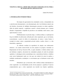 VIOL&Ecirc;NCIA URBANA - Rede de Estudos do Trabalho
