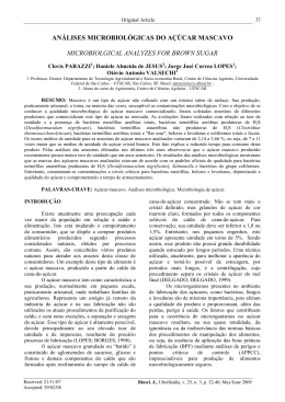 An&aacute;lises microbiol&oacute;gicas do a&ccedil;&uacute;car mascavo