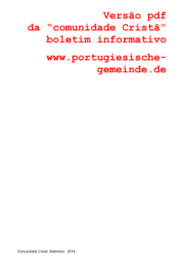 Comunidade Crist&atilde; - Setembro 2015