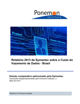 Relatório 2013 da Symantec sobre o Custo do Vazamento de Dados