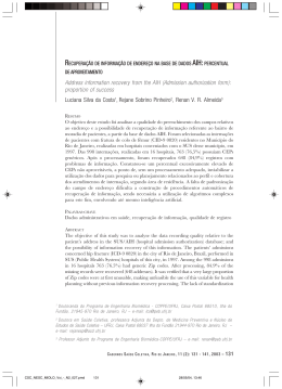 Recupera&ccedil;&atilde;o de informa&ccedil;&atilde;o de endere&ccedil;o na base de dados AIH