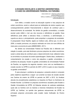 A EVAS&Atilde;O ESCOLAR E A GEST&Atilde;O UNIVERSIT&Aacute;RIA: O CASO DA