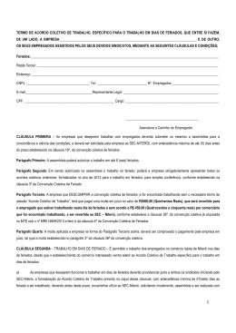 Termo de Acordo Coletivo de Trabalho nos