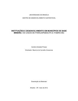 institui&ccedil;&otilde;es e desenvolvimento em munic&iacute;pios de base mineira