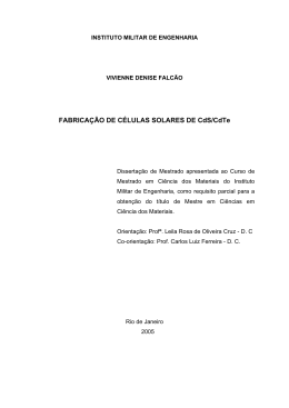 FABRICA&Ccedil;&Atilde;O DE C&Eacute;LULAS SOLARES DE CdS/CdTe