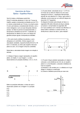 Exerc&iacute;cios de F&iacute;sica &Oacute;ptica &ndash; Espelhos Planos