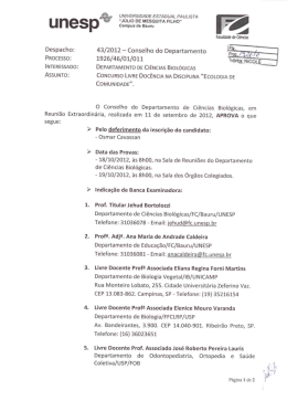 Despacho: PROCESSO: - Faculdade de Ciências