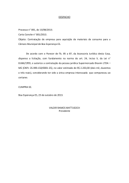 DESPACHO Processo n° 001, de 13/08/2013. Carta Convite n° 001