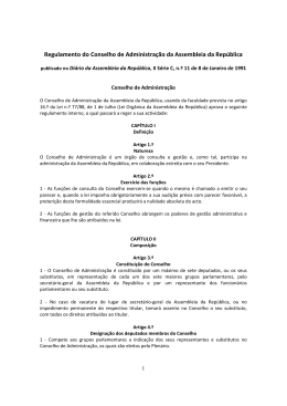 Regulamento do Conselho de Administra&ccedil;&atilde;o da Assembleia da