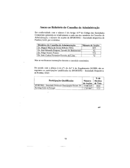Anexo ao Relat&oacute;rio do Conselho de Administra&ccedil;&atilde;o
