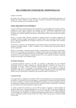 RELATÓRIO DO CONSELHO DE ADMINISTRAÇÃO