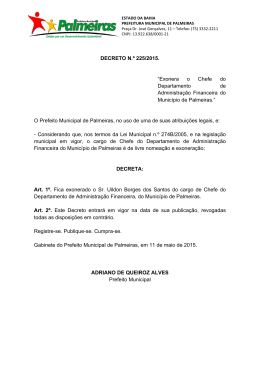Decreto n.º 225/2015 - Portal da Prefeitura Municipal de Palmeiras