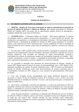 Anexo I - Termo de Refer&ecirc;ncia - Minist&eacute;rio P&uacute;blico do Trabalho