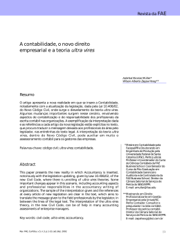 A contabilidade, o novo direito empresarial e a teoria ultra vires