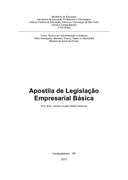 Apostila de Legisla&ccedil;&atilde;o Empresarial B&aacute;sica &ndash; Prof. M.Sc. Adriano