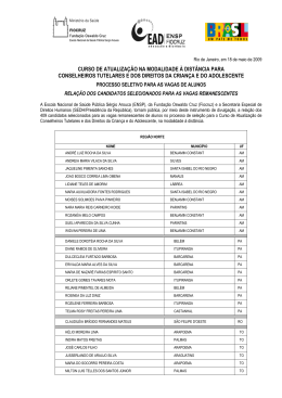 Rela&ccedil;&atilde;o de candidatos selecionados para as vagas - EAD
