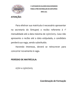 Listagem de Selecionados Pr&eacute;-Vestibular Social 2015