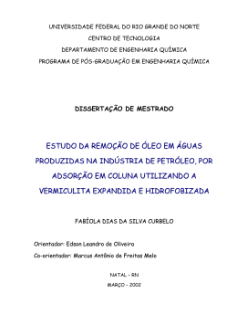 estudo da remo&ccedil;&atilde;o de &oacute;leo em &aacute;guas produzidas na