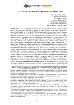 ALCOOLISMO: REPRESENTA&Ccedil;&Otilde;ES SOCIAIS DE