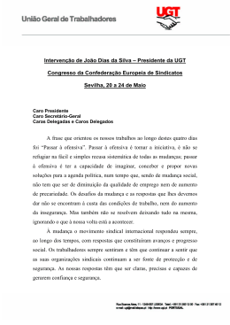 Intervenção de João Dias da Silva – Presidente da UGT Congresso