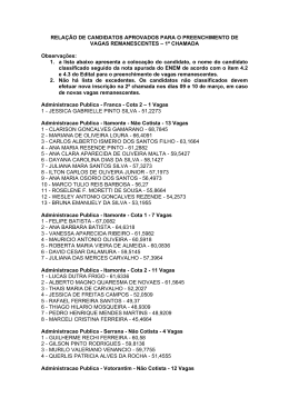 Resultado da 1&ordf; chamada de inscri&ccedil;&otilde;es para vagas