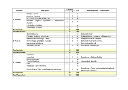 Disciplina Pr&eacute;-Requisito/ Correquisito. Biologia Celular Anatomia