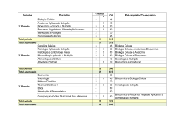 Disciplina Pr&eacute;-requisito/ Co-requisito. Biologia Celular Anatomia