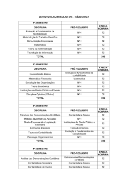 ESTRUTURA CURRICULAR 315 &ndash; IN&Iacute;CIO 2012.1 1&ordm;