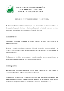 EDITAL DE CONCURSO DE ESTÁGIO DE MONITORIA A