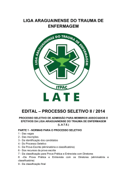 liga araguainense do trauma de enfermagem edital