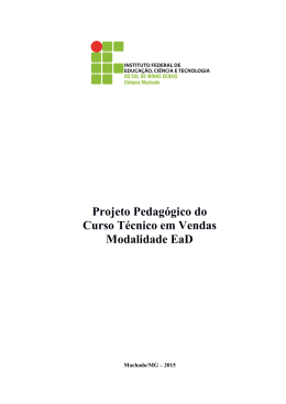 Projeto Pedag&oacute;gico do Curso T&eacute;cnico em Vendas
