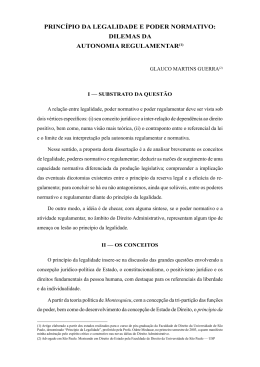 PRINC&Iacute;PIO DA LEGALIDADE E PODER NORMATIVO