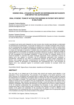 higiene oral: atuação da equipe de enfermagem em