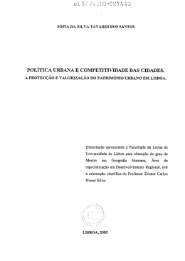 A PROTEC&Ccedil;&Atilde;O E vALORle&Ccedil;&Atilde;O DO PATRIM&Oacute;NIO URBANO EM