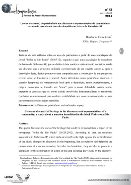 do patrim&ocirc;nio nos discursos e representa&ccedil;&otilde;es da comunidade