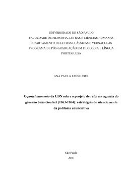 O posicionamento da UDN sobre o projeto de reforma agrária do