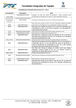 calend&aacute;rio de tcc da fit 2015.2 - Faculdades Integradas do Tapaj&oacute;s