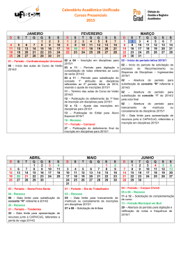 Calendário Acadêmico Unificado Cursos Presenciais 2015