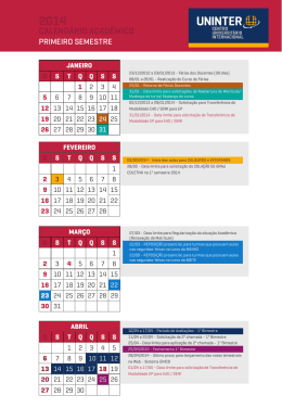 Calendário Acadêmico Presencial de 2014 - 1º