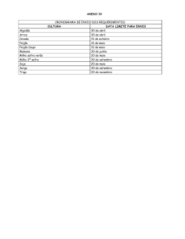 ANEXO IV CRONOGRAMA DE ENVIO DOS