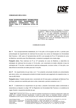 Comunicado NRCA 05-2014 - Universidade São Francisco