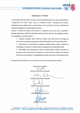 Data limite para a realiza&ccedil;&atilde;o e entrega de despesas