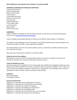 DATA LIMITE para envio eletr&ocirc;nico dos Trabalhos