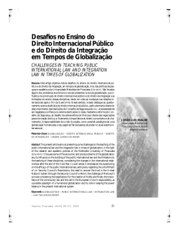Desafios no Ensino do Direito Internacional P&uacute;blico e do Direito da