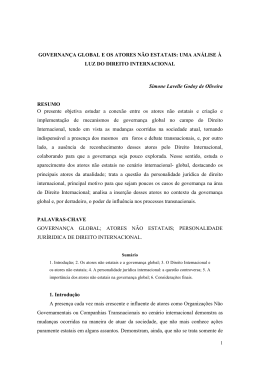 governan&ccedil;a global, atores n&atilde;o estatais e o direito internacional