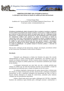 ARBITRAGEM PRIVADA INTERNACIONAL: